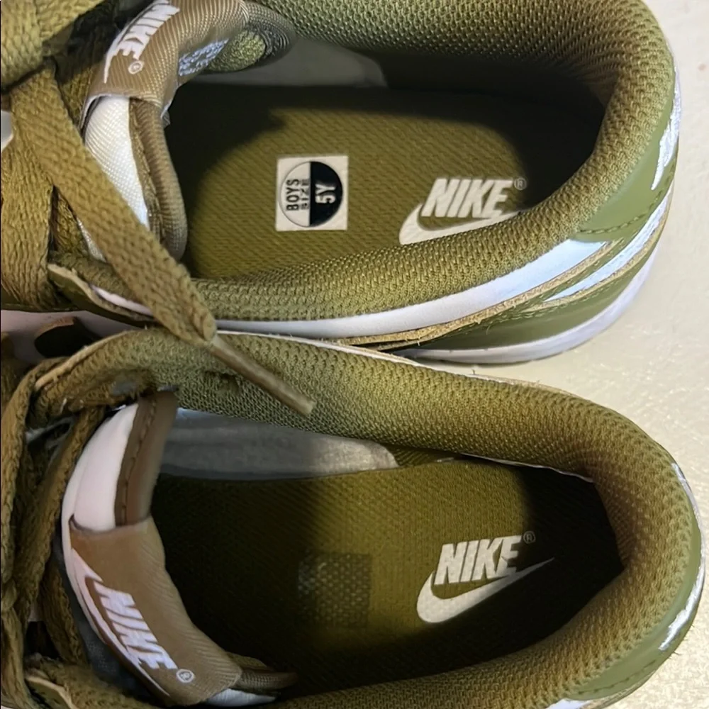 Nike Kids Olive Green and White Sneakers